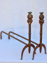 Pair of antique French fireplace dog irons / andirons