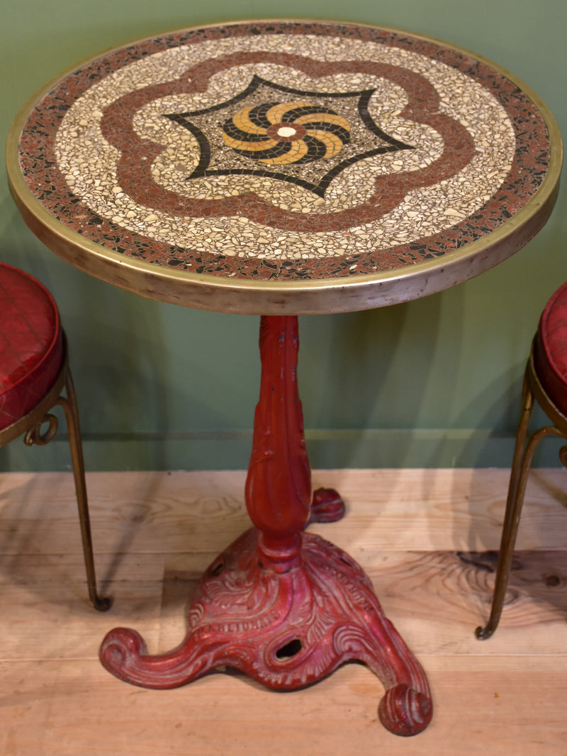 Art Nouveau bistro table with mosaic top