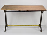 Antique French bistro table with oak top and cast iron base 25¼" x 51¼"