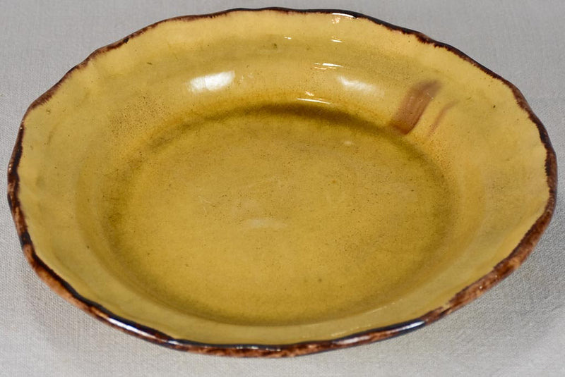 Antique French plate from Dieulefit with yellow glaze 11½"