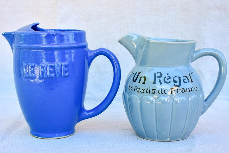 Collection of eight 1930's Pastis water pitchers