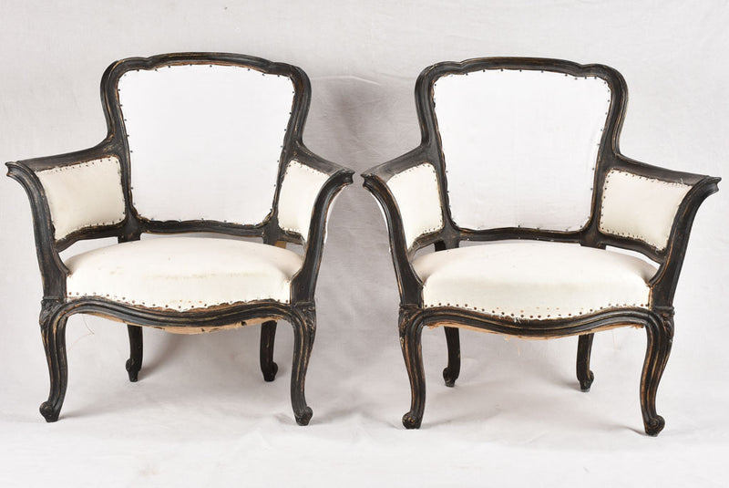Pair of rustic Italian Louis XV style armchairs