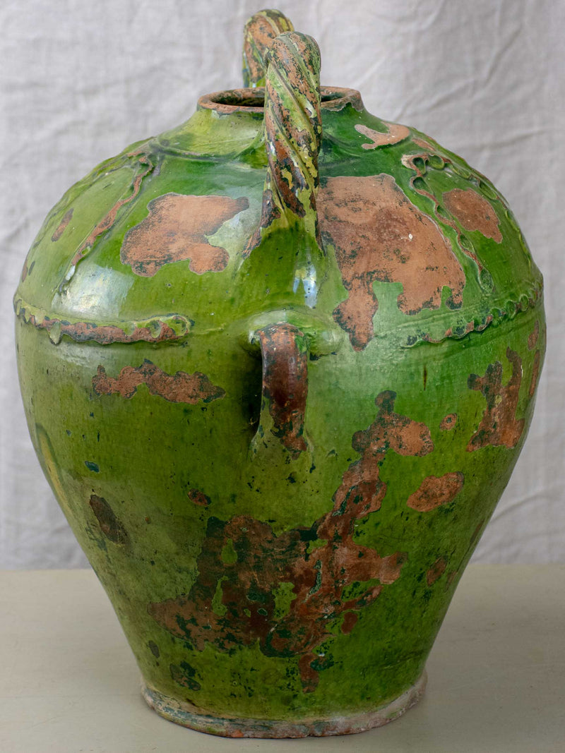 Large 18th Century French water pot with green glaze