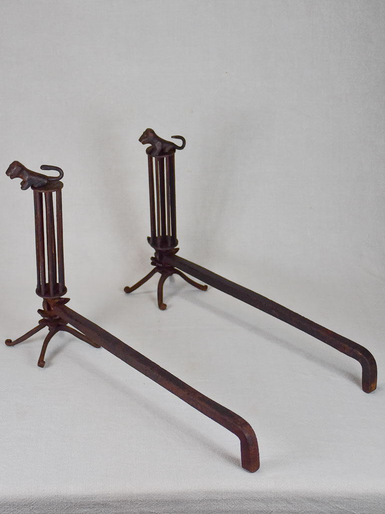 Pair of mid century andirons / fire dogs 21¼"