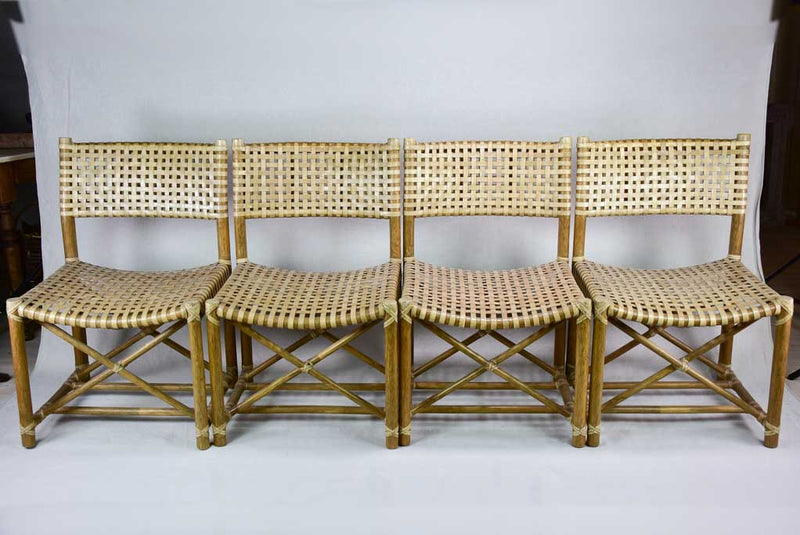 Four woven leather chairs from the 1960's John McGuire