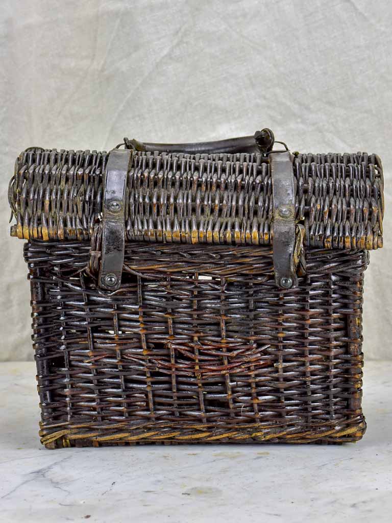 Antique French picnic basket - black wicker