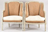 Pair of rustic Louis XVI armchairs with jute upholstery