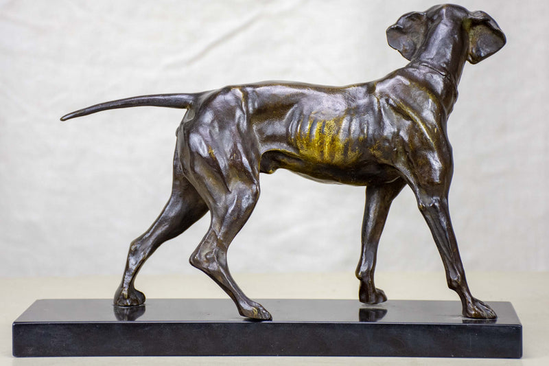 Vintage bronze sculpture of a hunting dog