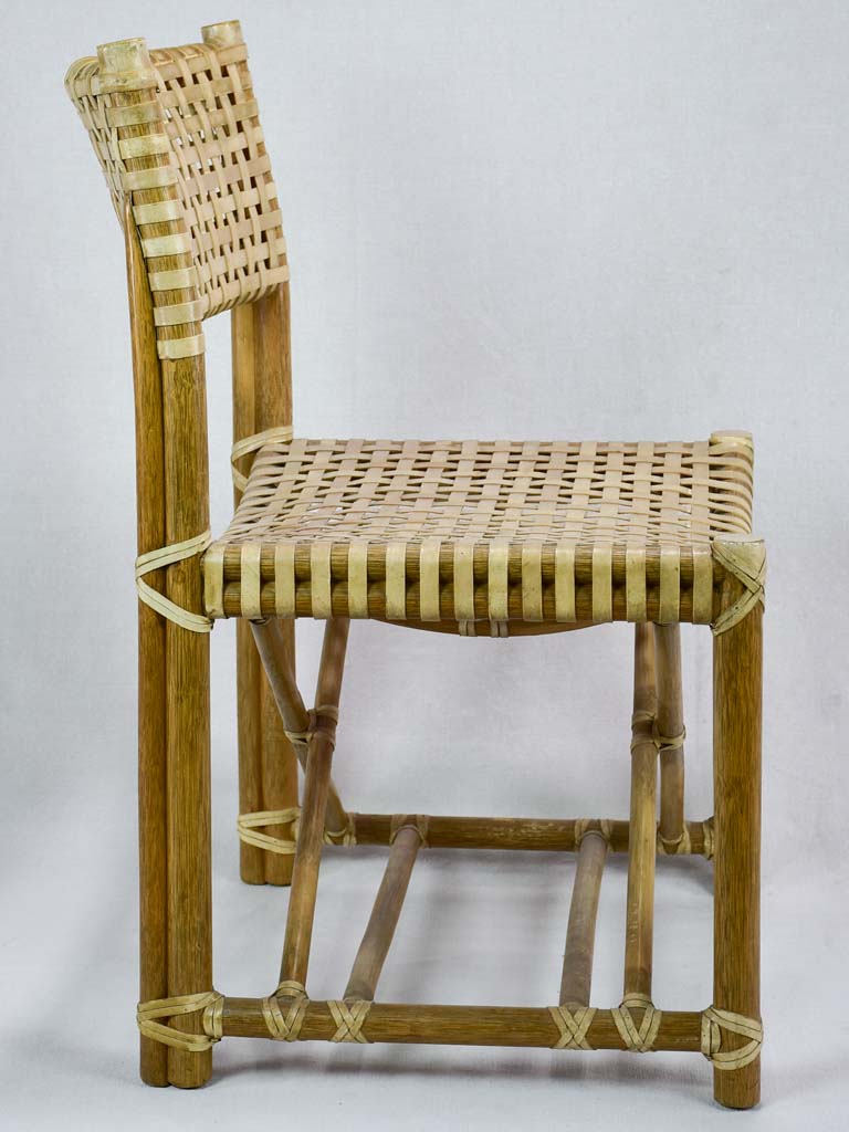 Four woven leather chairs from the 1960's John McGuire