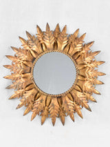 1950s sunburst mirror with gilt tole frame 20"