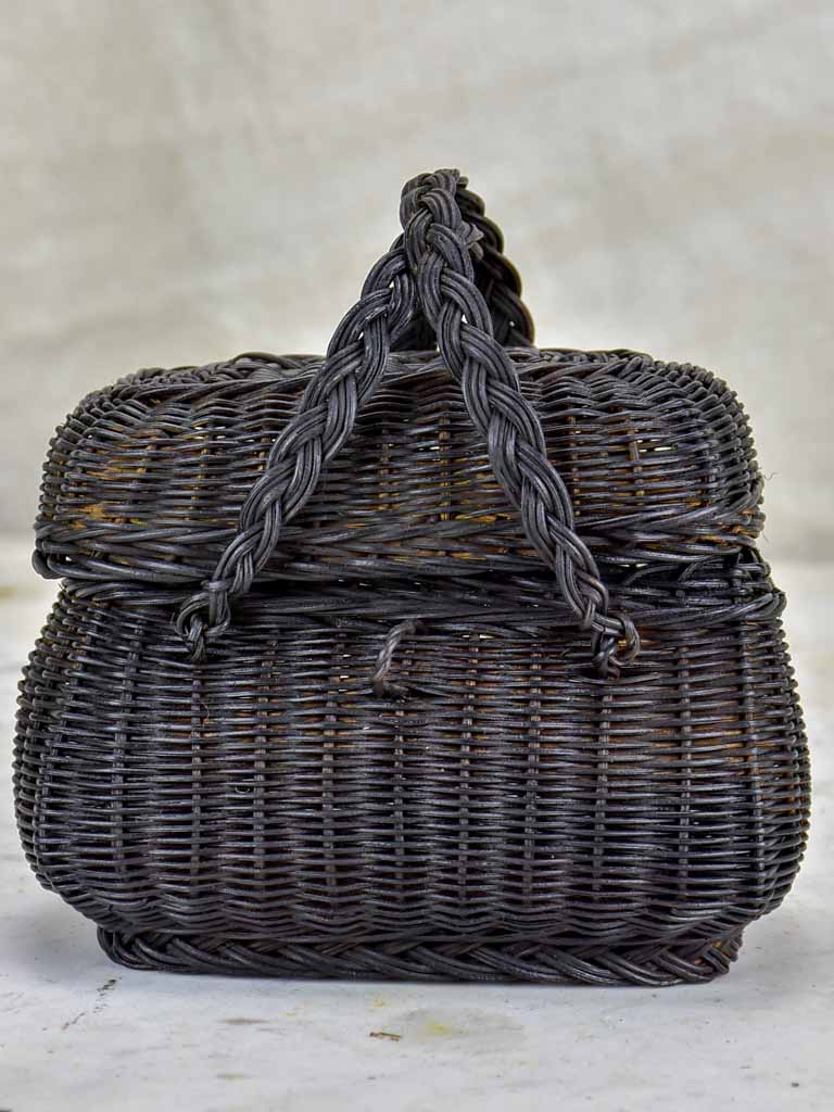 Very small antique French picnic basket