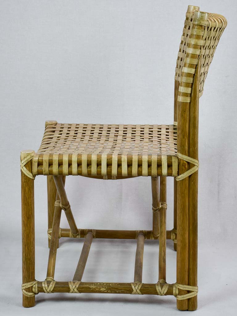 Four woven leather chairs from the 1960's John McGuire