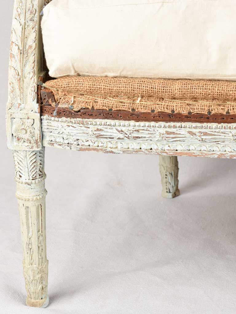 Pair of rustic Louis XVI armchairs with jute upholstery