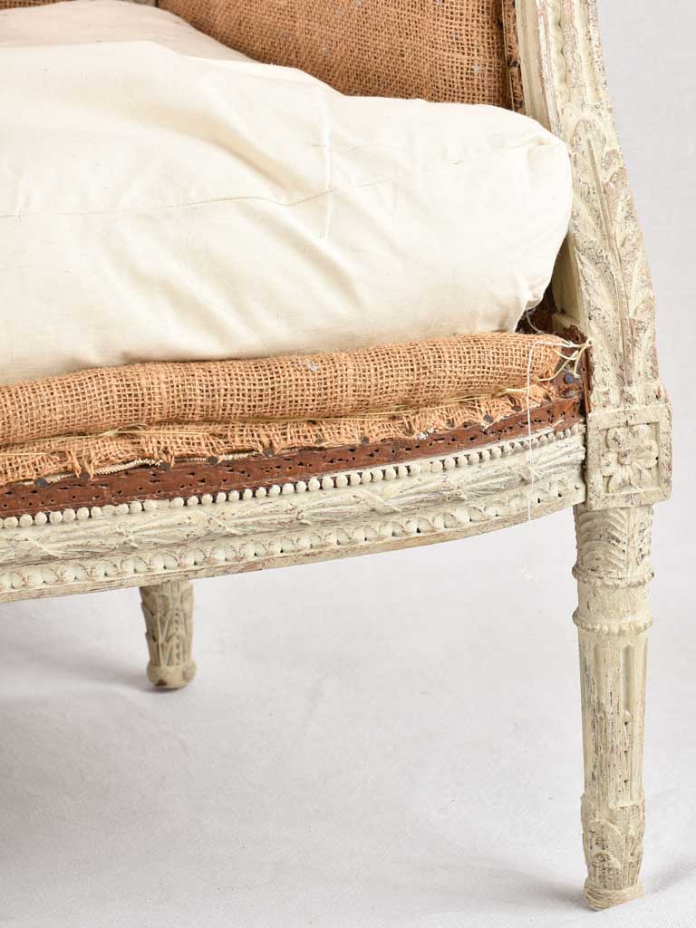 Pair of rustic Louis XVI armchairs with jute upholstery