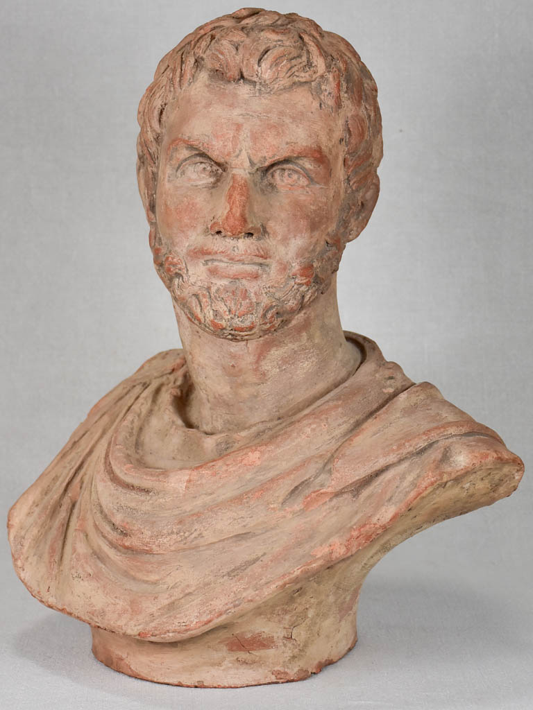 19th century terracotta sculpture of Roman Emperor Caracalla Marcus Aurelius Antoninus 17¾"