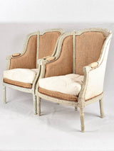 Pair of rustic Louis XVI armchairs with jute upholstery