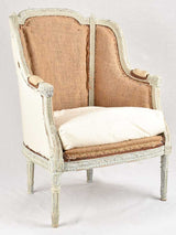 Pair of rustic Louis XVI armchairs with jute upholstery