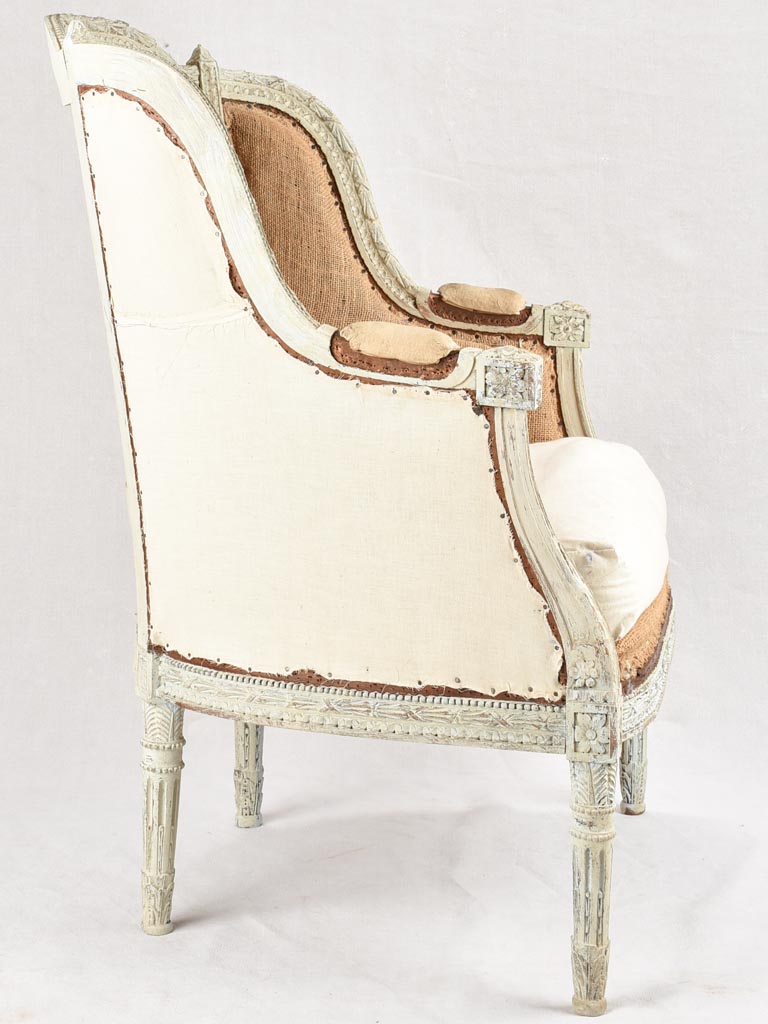 Pair of rustic Louis XVI armchairs with jute upholstery