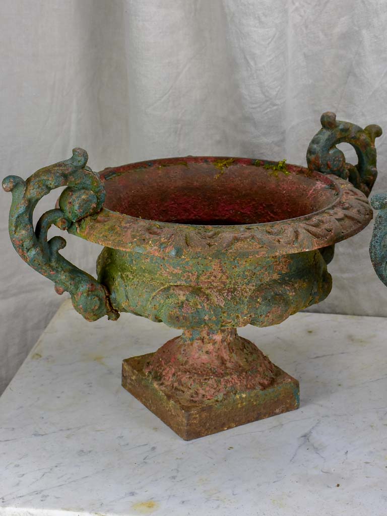 Pair of late 19th Century French Medici urns with large decorative handles
