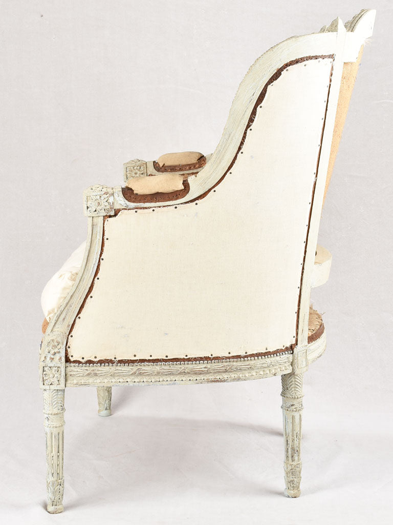 Pair of rustic Louis XVI armchairs with jute upholstery