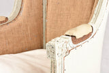 Pair of rustic Louis XVI armchairs with jute upholstery