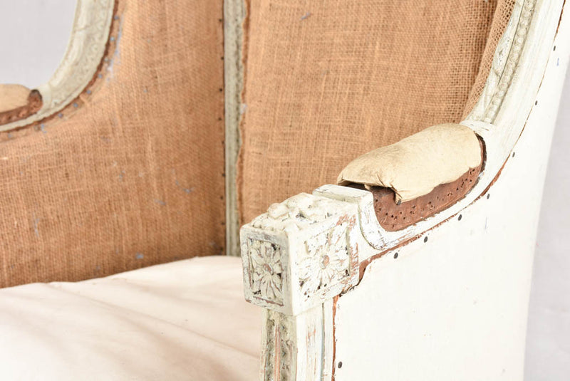 Pair of rustic Louis XVI armchairs with jute upholstery