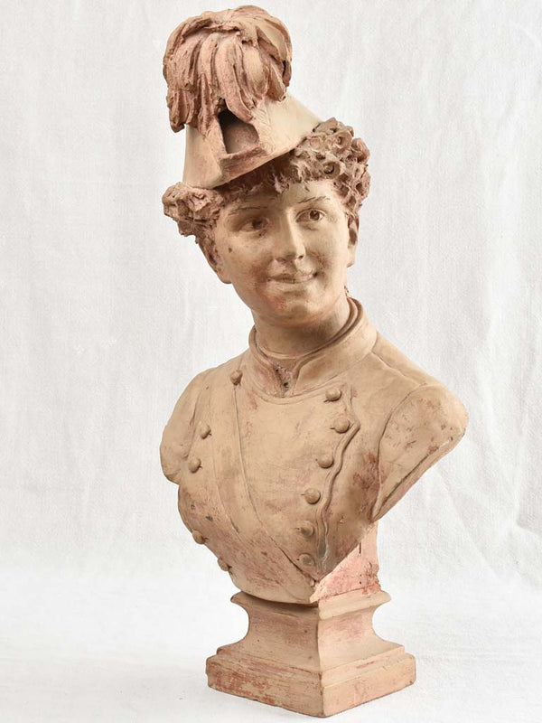 19th century terracotta bust of a horsewoman - 21¼"
