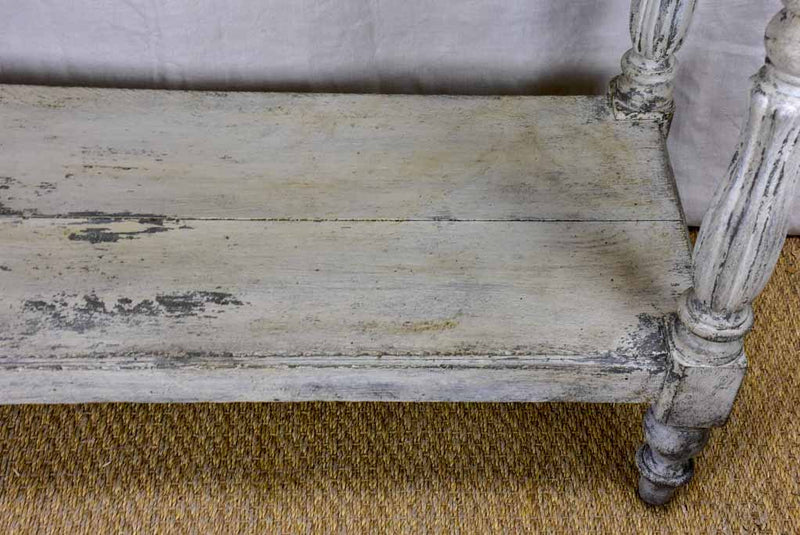 Antique French drapery table - oak with grey / beige painted finish