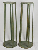 Pair of Napoleon III pedestals with green patina 31½"