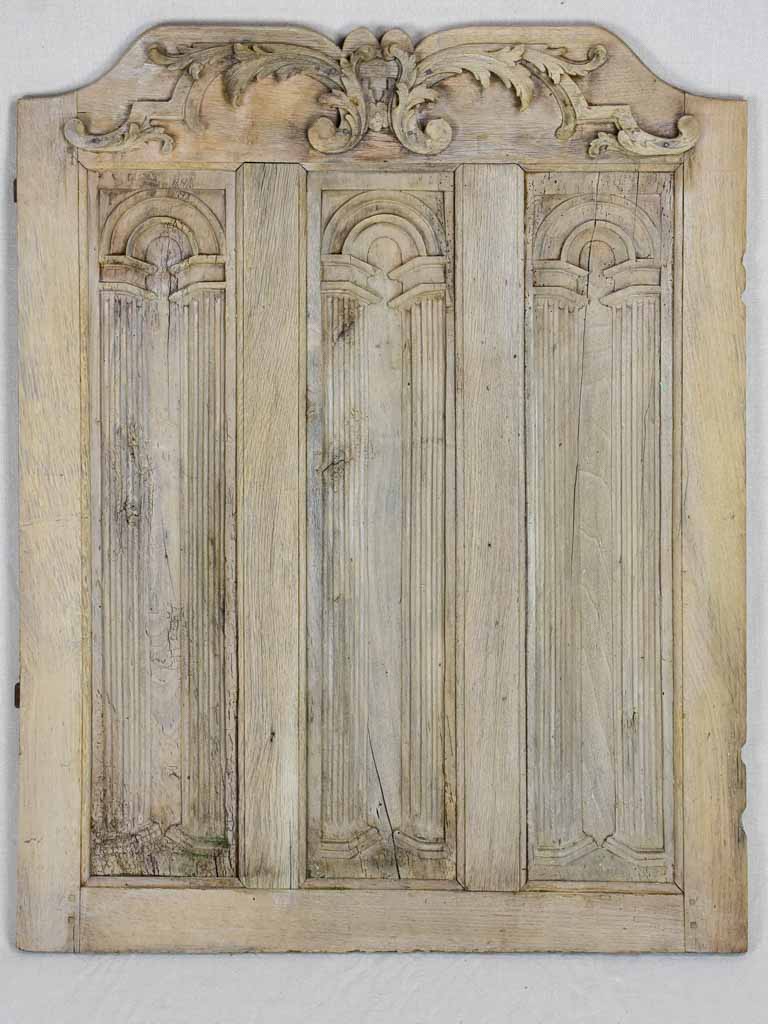 Late 19th Century French oak carved door with three perspective panels 32" x 25¼"