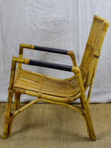 1950's bamboo, leather and brass armchair