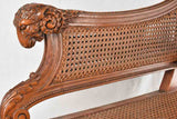 Louis XVI style cane chaise longue w/ ram's head armrest - 33¾"
