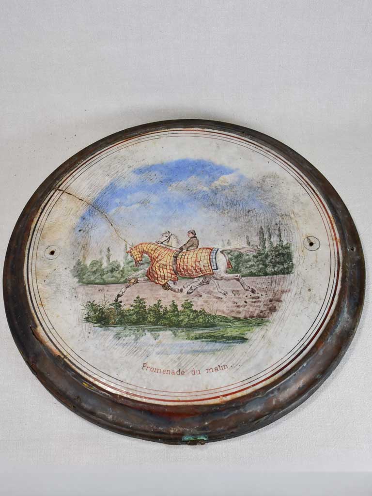 Antique French lid / table top - enamel cast iron 24¾"
