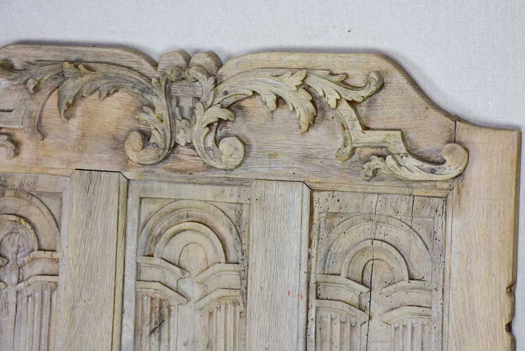 Late 19th Century French oak carved door with three perspective panels 32" x 25¼"