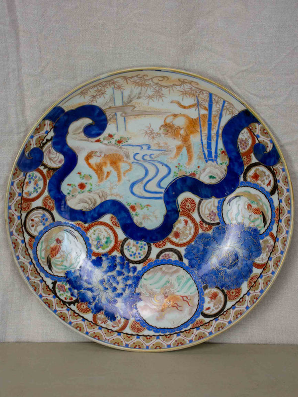 Elegant large antique Japanese ceramic bowl