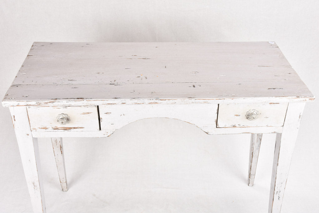 Antique French desk with light gray patina