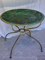 Rustic antique French garden table with green mesh 32"
