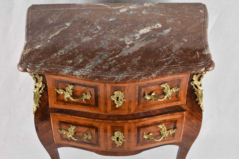 18th century 2 drawer commode with red marble