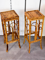 Pair of vintage rattan side tables