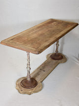 Rare double - leg bistro table with wooden top 58¼" x 24"