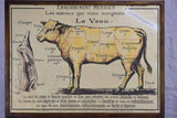 Antique French butcher's cut charts - beef and veal