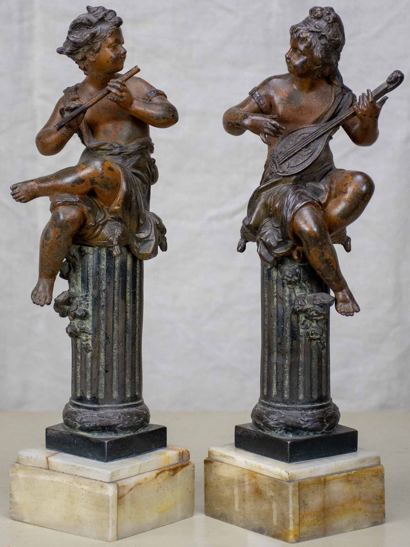 Antique Regule Angelic Musicians French Statues