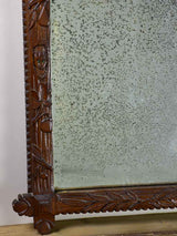 Folk art mirror dated 1891 carved wood - Foret Noire 30¾" x 53¼"