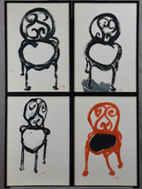 Four paintings of antique chairs by Caroline Beauzon