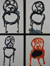 Four paintings of antique chairs by Caroline Beauzon