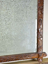 Folk art mirror dated 1891 carved wood - Foret Noire 30¾" x 53¼"
