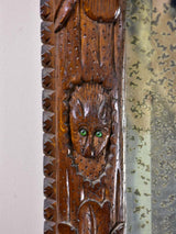 Folk art mirror dated 1891 carved wood - Foret Noire 30¾" x 53¼"