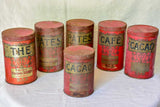 Collection of 6 antique French tole storage tins 9½"