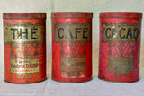Collection of 6 antique French tole storage tins 9½"