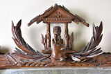 Folk art mirror dated 1891 carved wood - Foret Noire 30¾" x 53¼"
